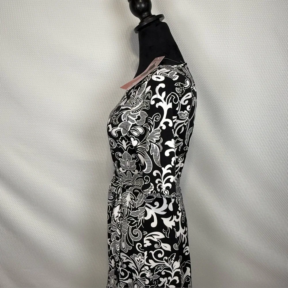 NWT Nina Leonard Miracle Matte Jersey Maxi-dress Sz Small Floral Scroll - Picture 2 of 12